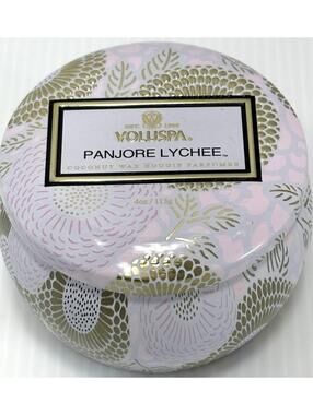 Voluspa Panjore Lychee Mini Tin Candle 4oz/113g Fruity Floral Home Fragrance NEW